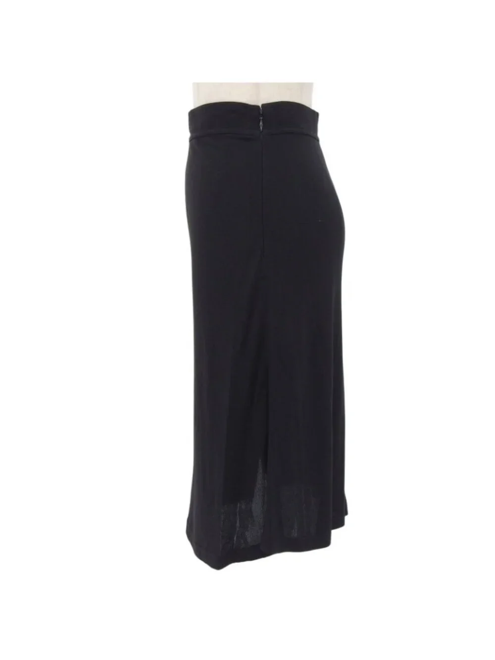 Chanel Boutique Vintage Logo Embroidery Sheer Skirt Black 36